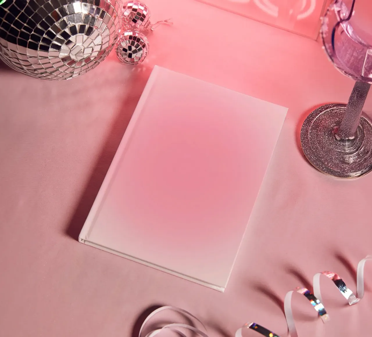 Bubblegum Pink Soft Aura Gradient Abstract Art Print notebook by homdeco