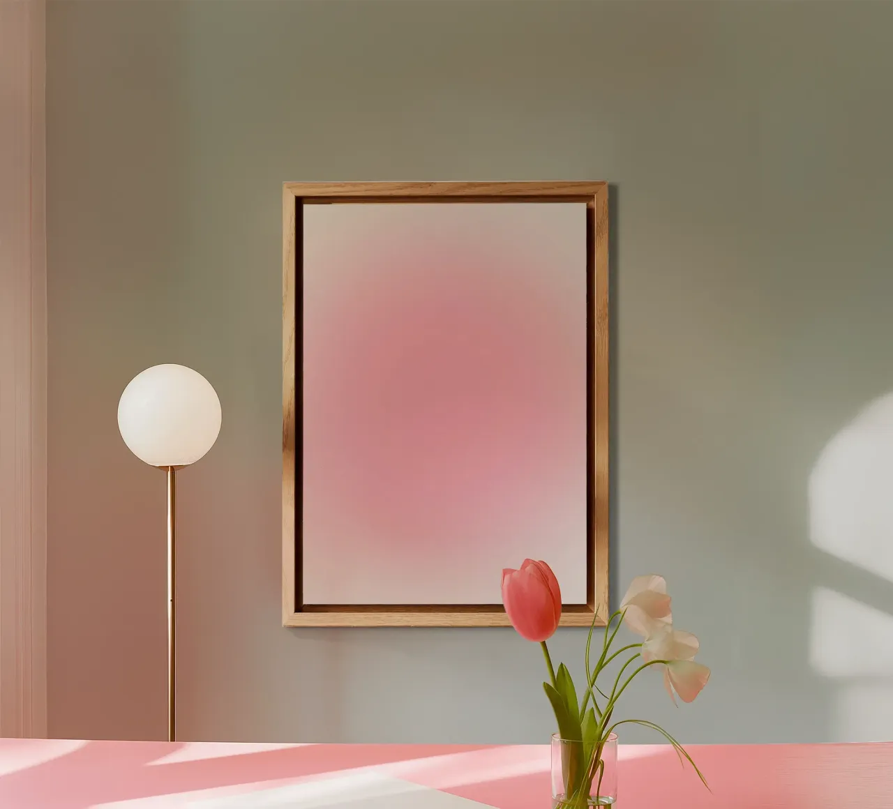 Bubblegum Pink Soft Aura Gradient Abstract Art Print alu-dibond by homdeco
