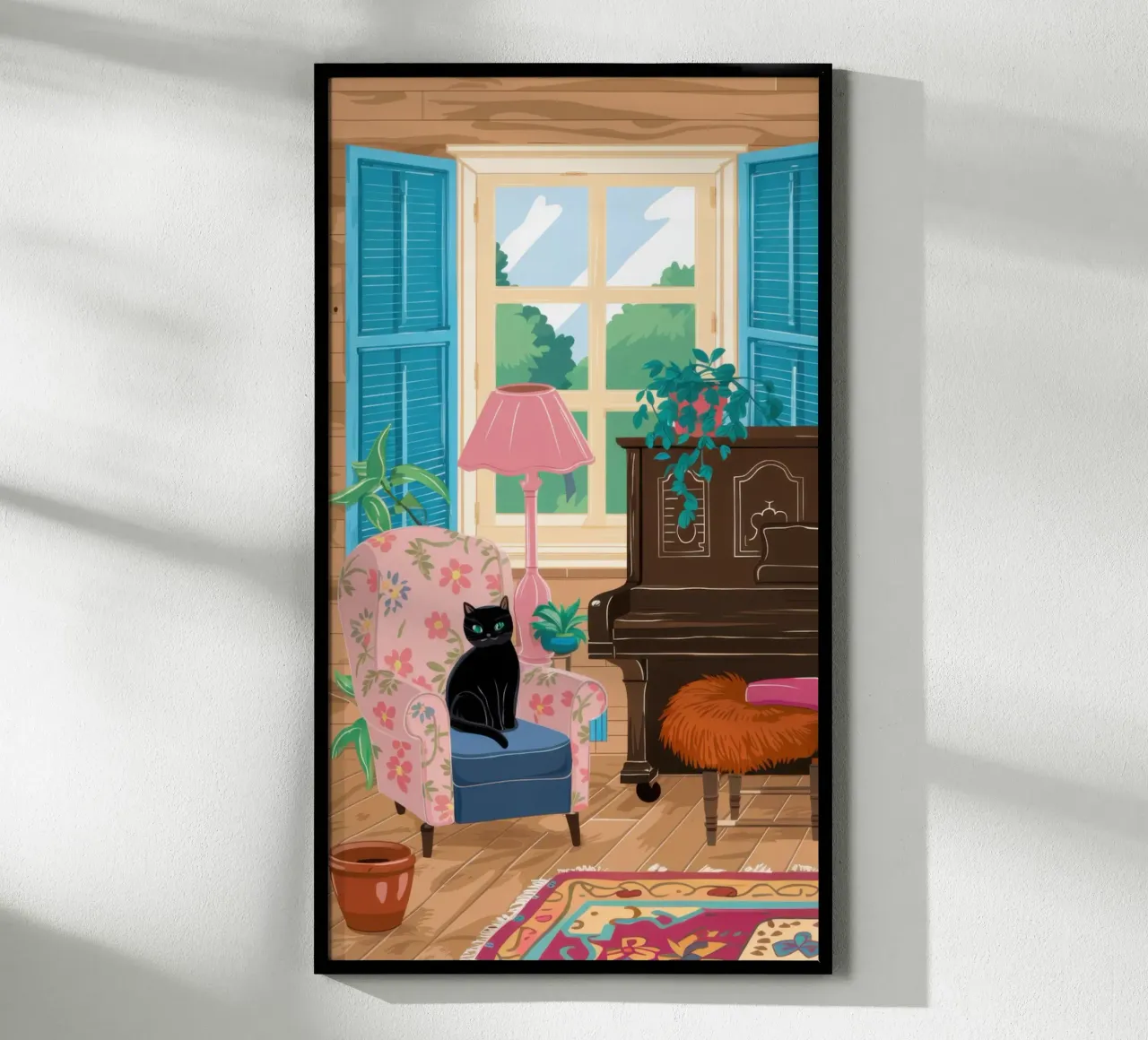 Angolo di lettura con fenicottero poster da Pale Aura