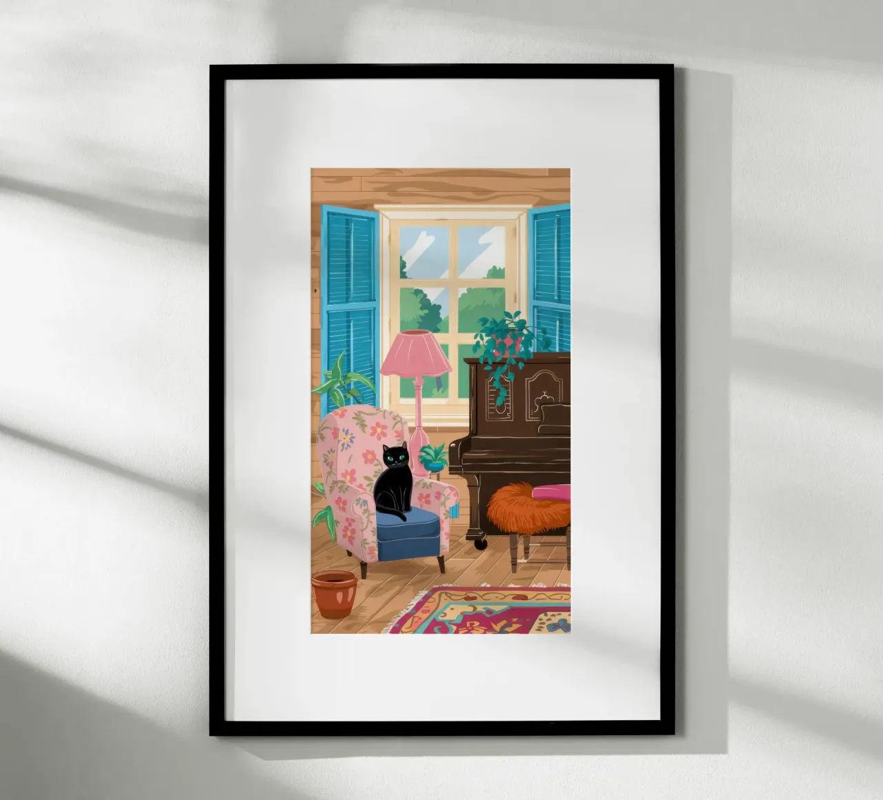 Angolo di lettura con fenicottero poster da Pale Aura