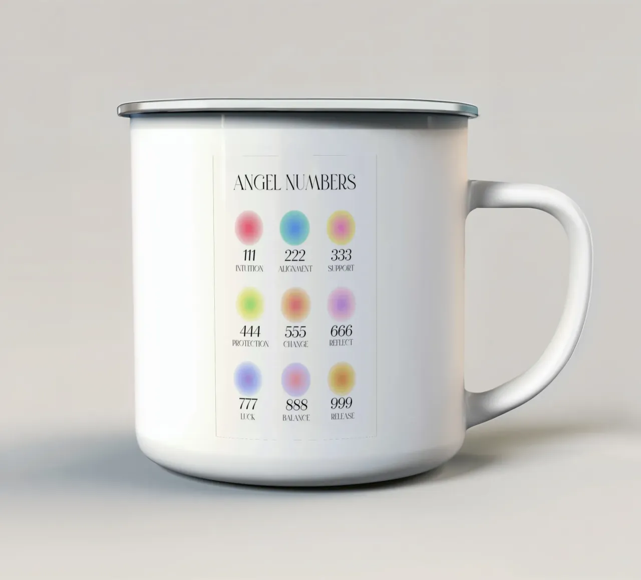 Numeri degli angeli Significato Grafico Aura Gradiente Poster Art tazza in smalto da homdeco