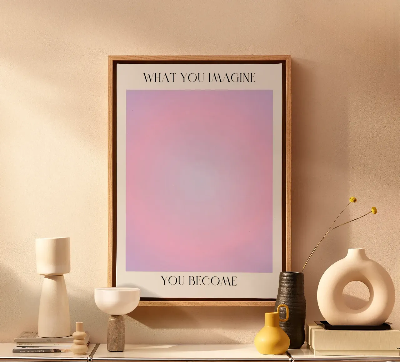 "What You Imagine" Law of Attraction Aura Gradient Poster canvas with Floater frame by homdeco