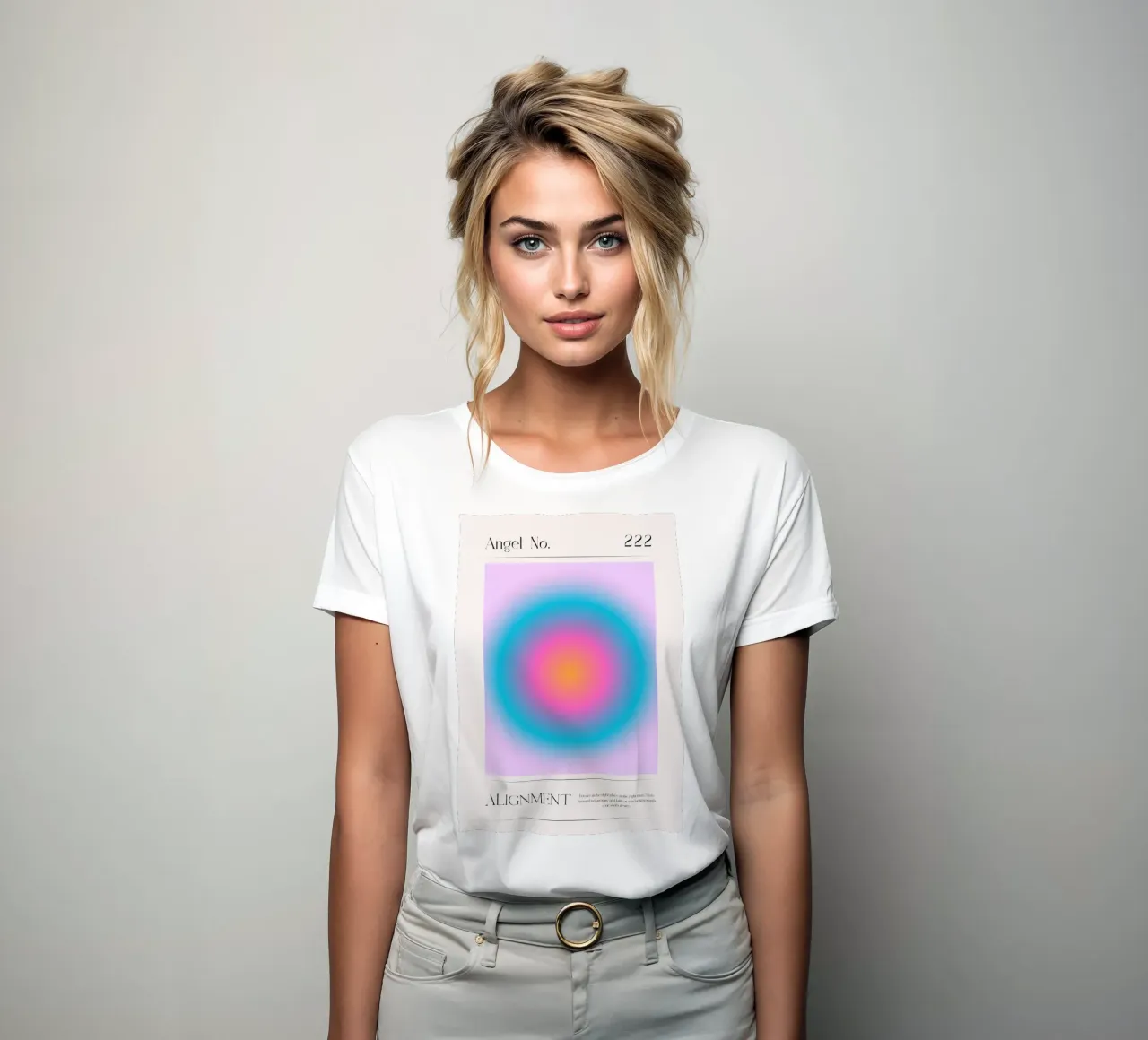 Angel Number 222 Alignment Aura Gradient Art Print women's fitted t-shirt by homdeco