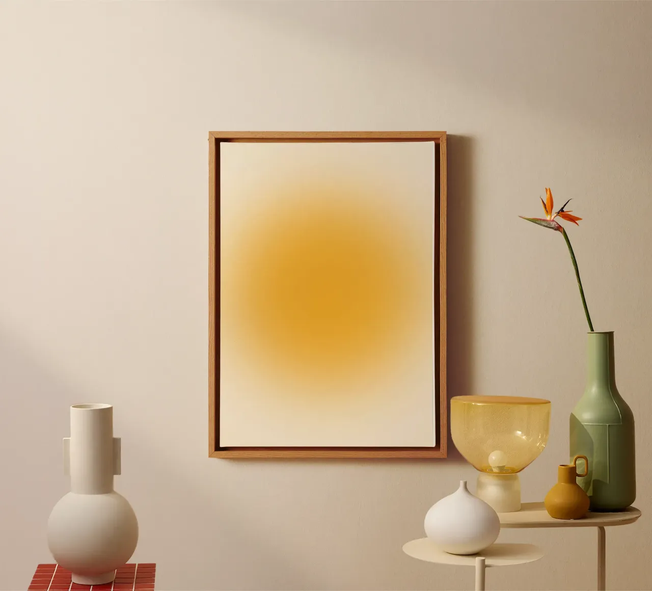 Warme Gouden Aura Gradiënt Abstracte Muurkunst Print canvas van homdeco