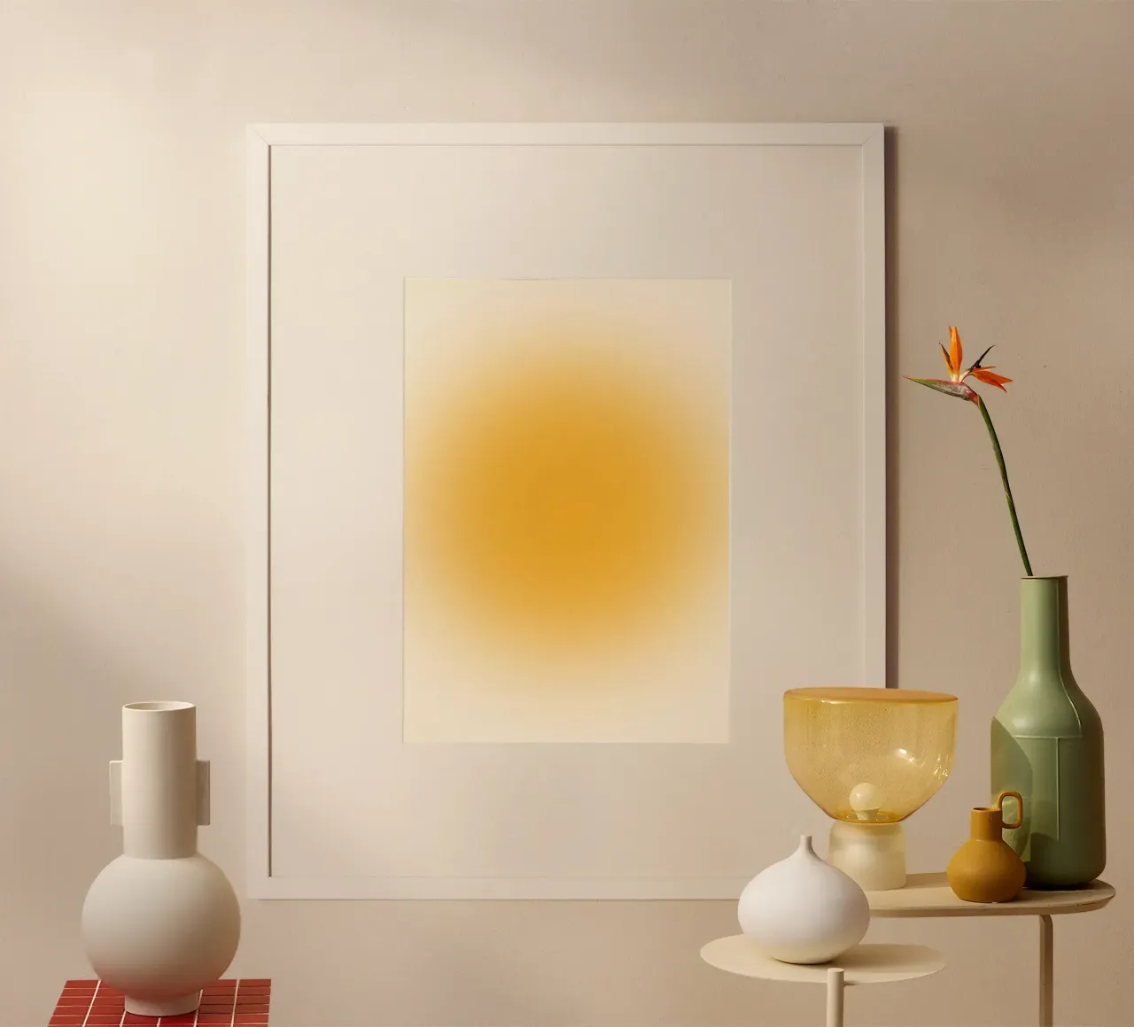 Warm Golden Aura Gradient Abstract Wall Art Print Hahnemühle von homdeco