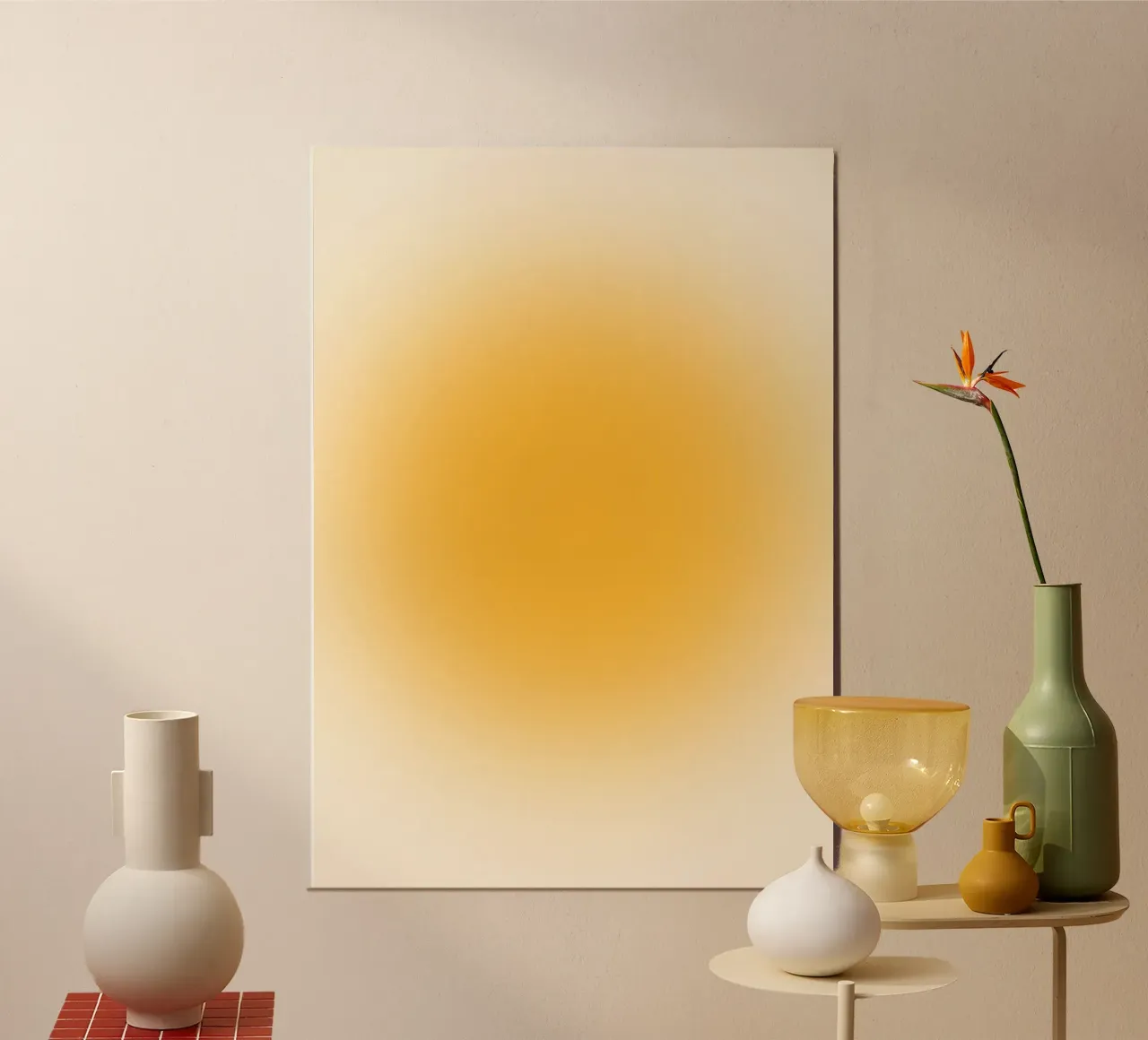 Warm Golden Aura Gradient Abstract Wall Art Print Hahnemühle von homdeco