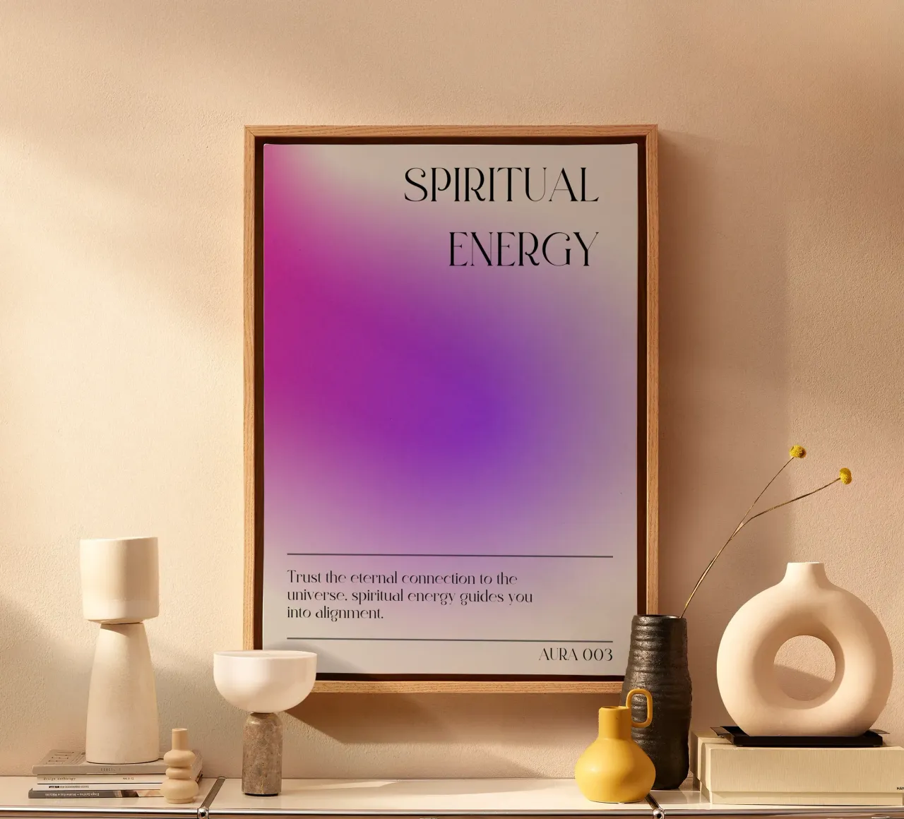 "Spirituele Energie" Aura 003 Gradiënt Uitlijning Poster canvas met Baklijst van homdeco