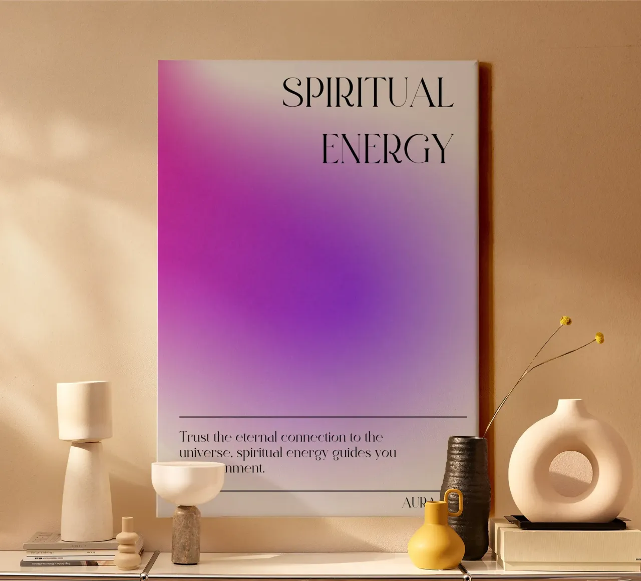 "Spirituele Energie" Aura 003 Gradiënt Uitlijning Poster canvas met Baklijst van homdeco