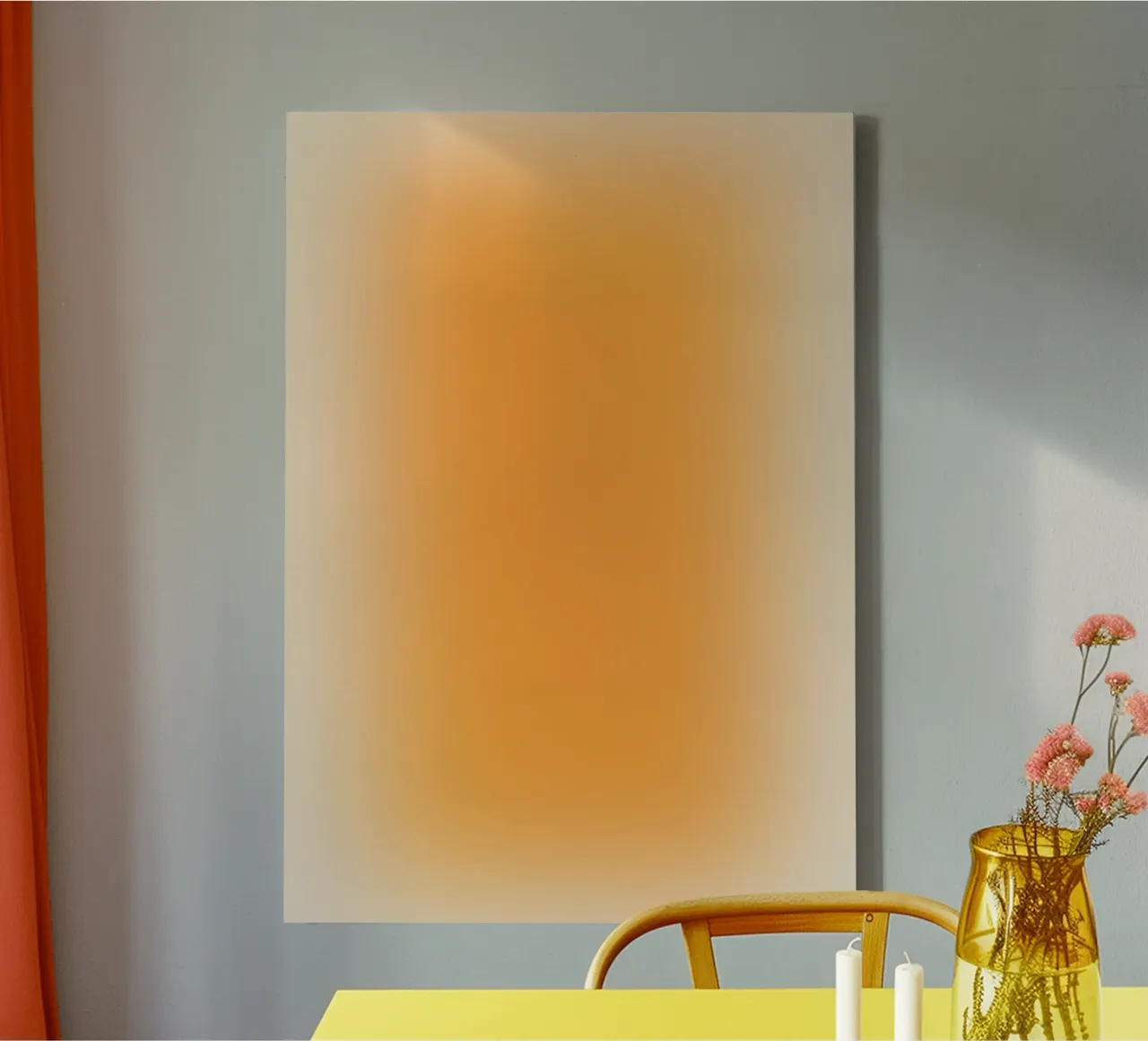 Levendige Oranje Zonsondergang Aura Kleurverloop Abstract Poster Art canvas van homdeco