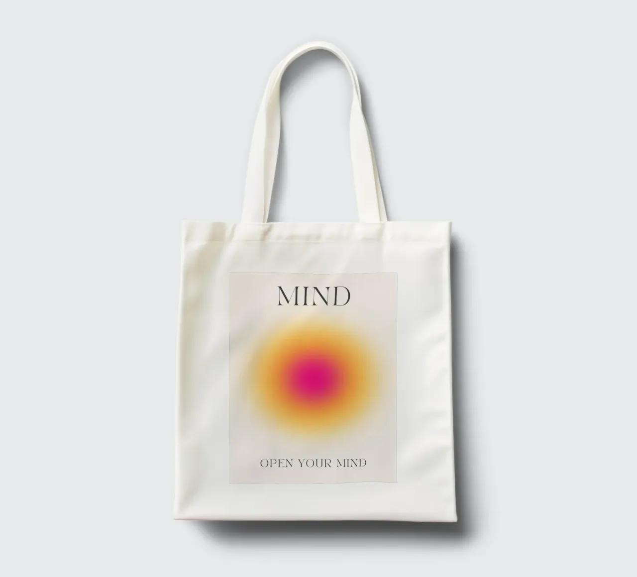 Poster psichedelico "Open Your Mind" (Aura Gradiente) borsa in juta da homdeco
