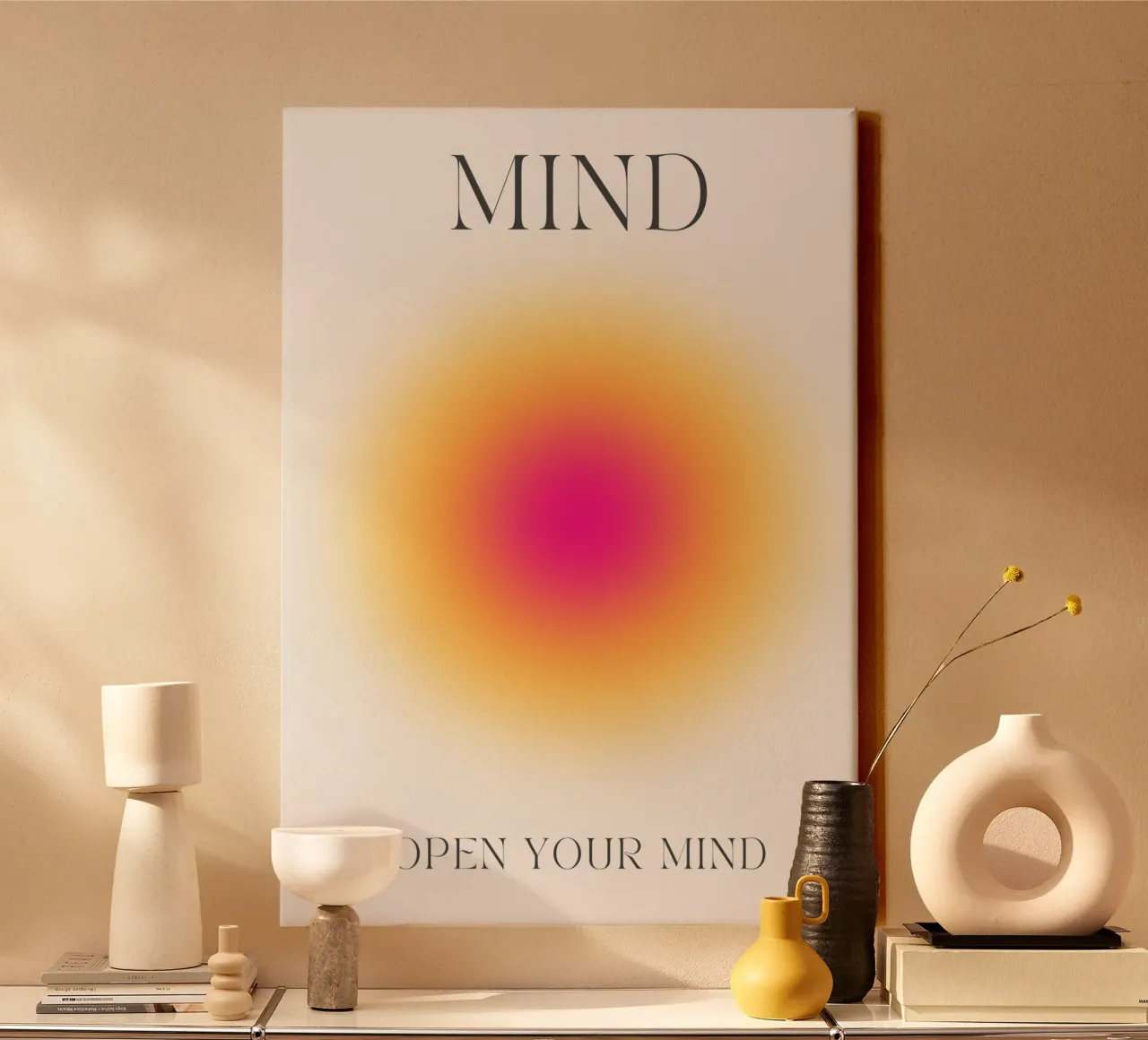 Poster psichedelico "Open Your Mind" (Aura Gradiente) tela da homdeco