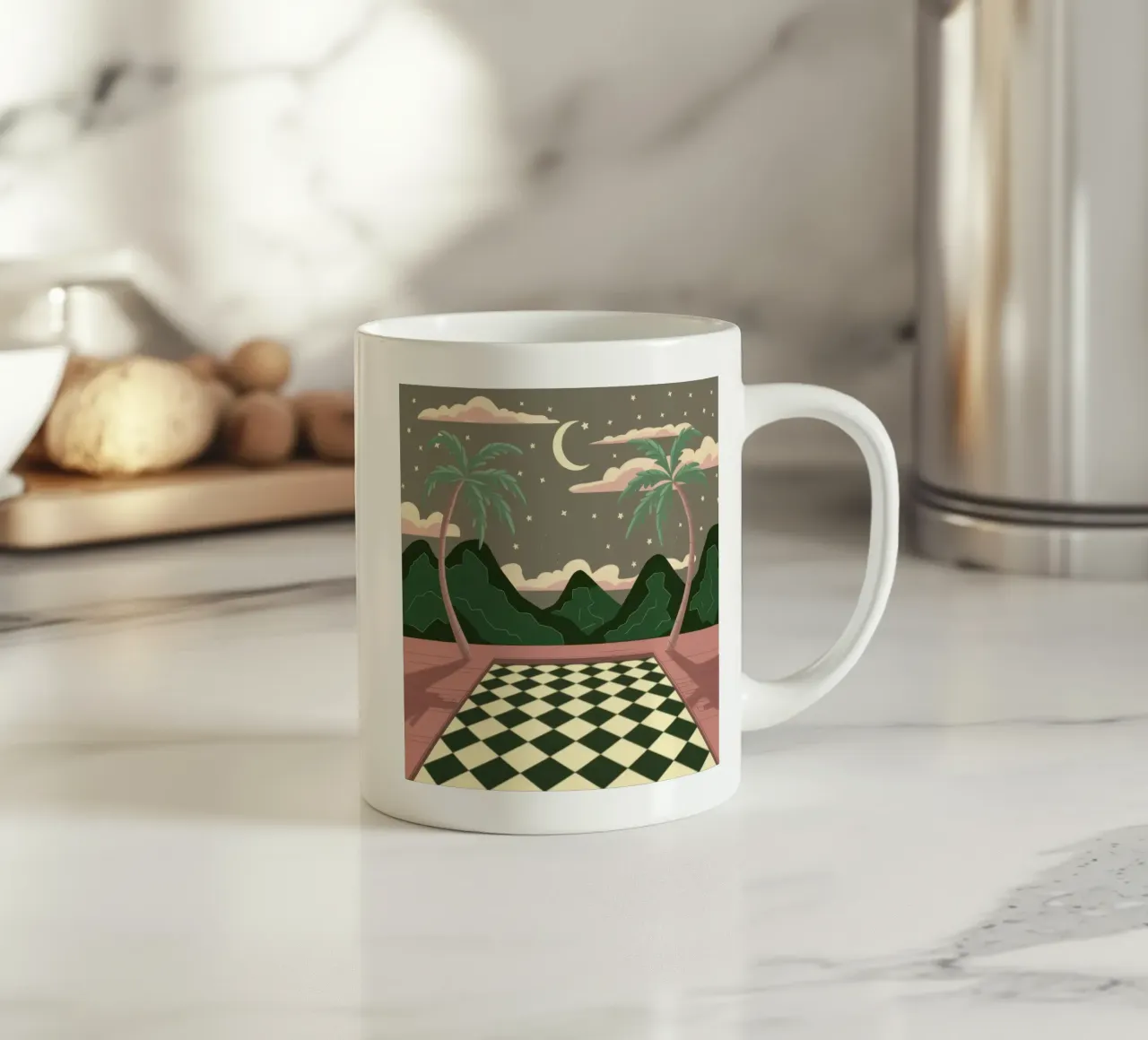 Pavimento a scacchi Midnight tazza in ceramica da Pale Aura