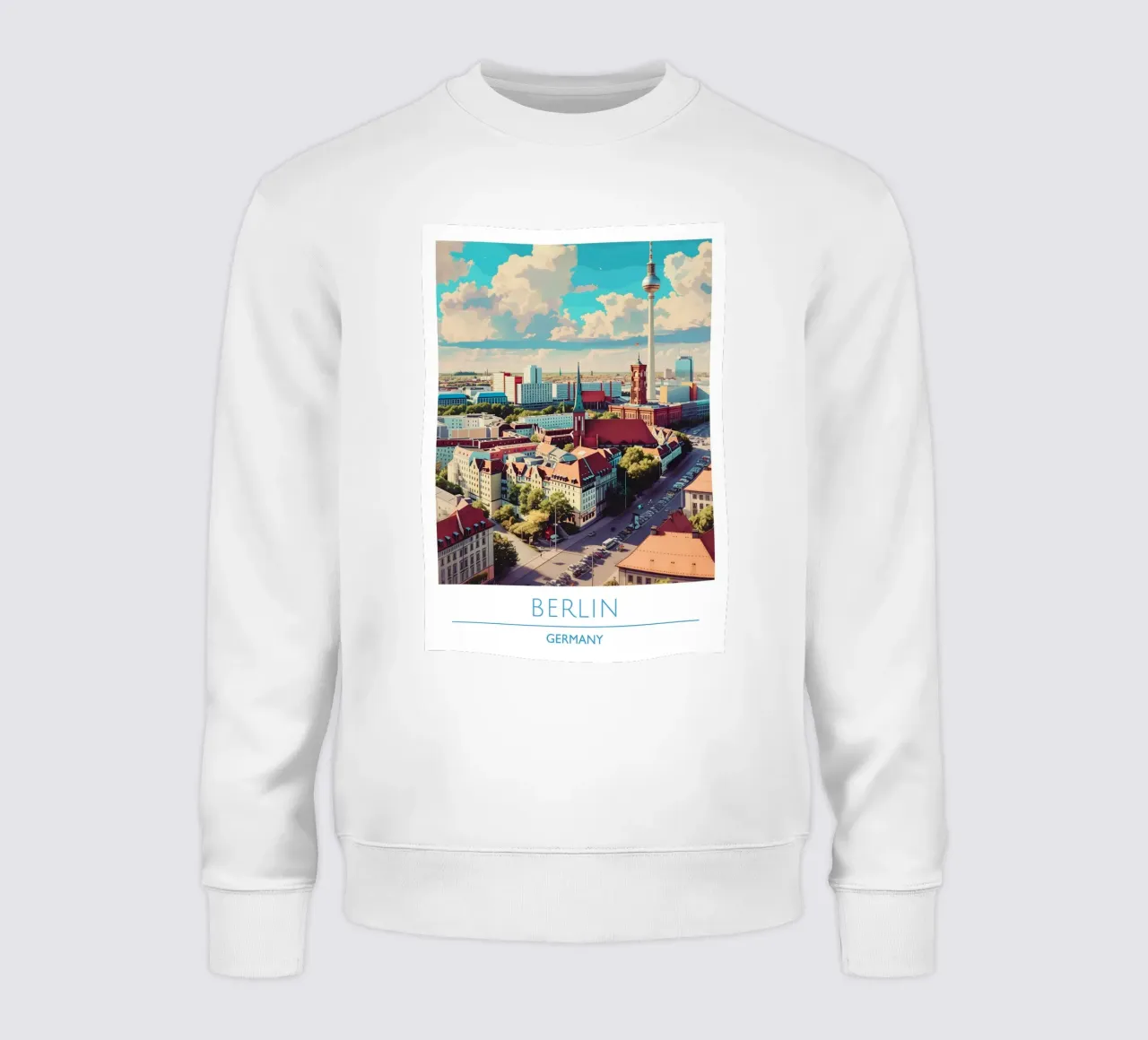 Berlin Cityscape Poster | Germany TV Tower Vintage Travel Pr sweatshirt by homdeco