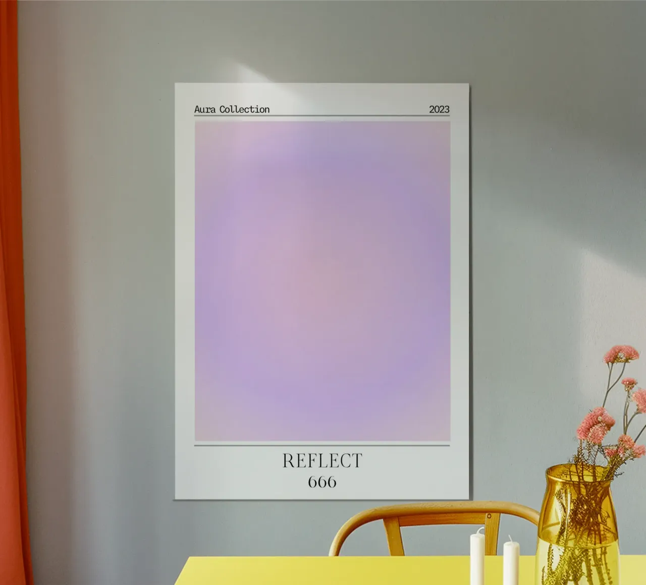 "Reflect" Angelo Numero 666 Aura Gradiente Poster 2023 carta hahnemühle da homdeco