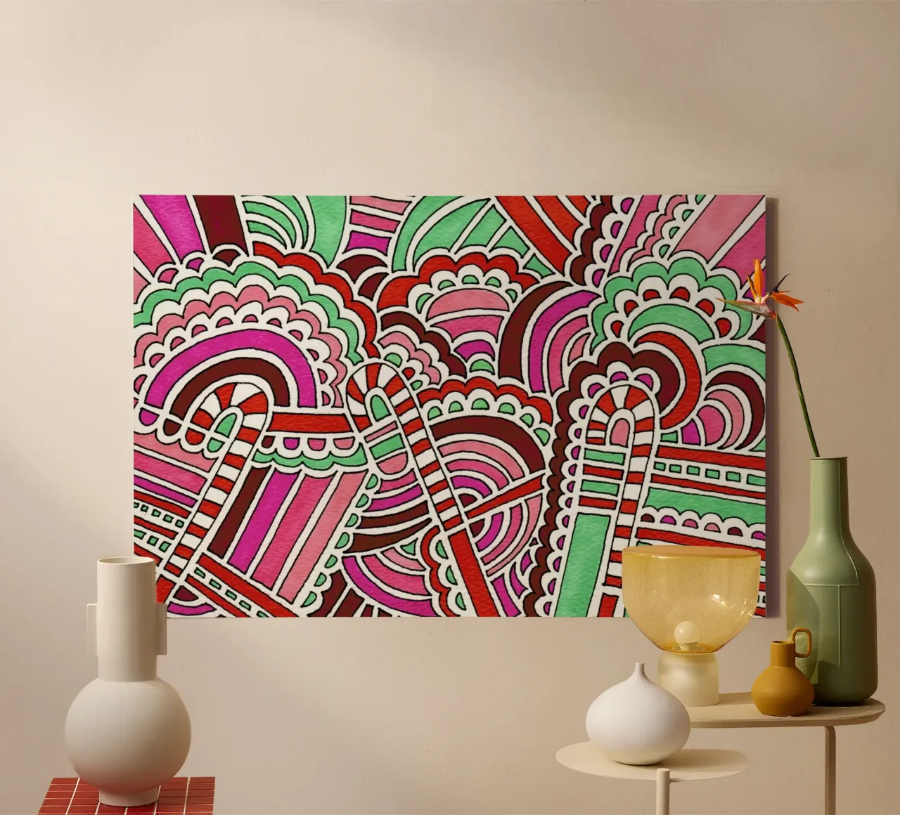 Candy Canes canvas met Baklijst van KP Design