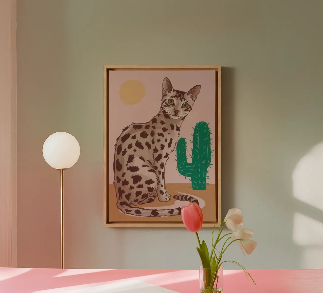 Gevlekte Cactus Majesteit canvas met Baklijst van Pale Aura