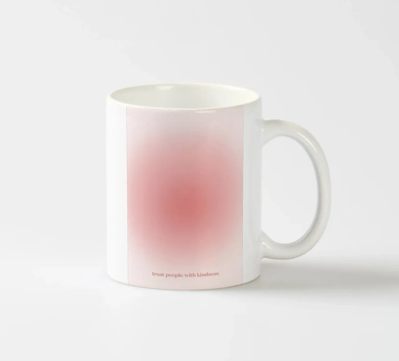 Arte sfumata "Tratta le persone con gentilezza" Rosso Rosa Aura tazza in ceramica da homdeco