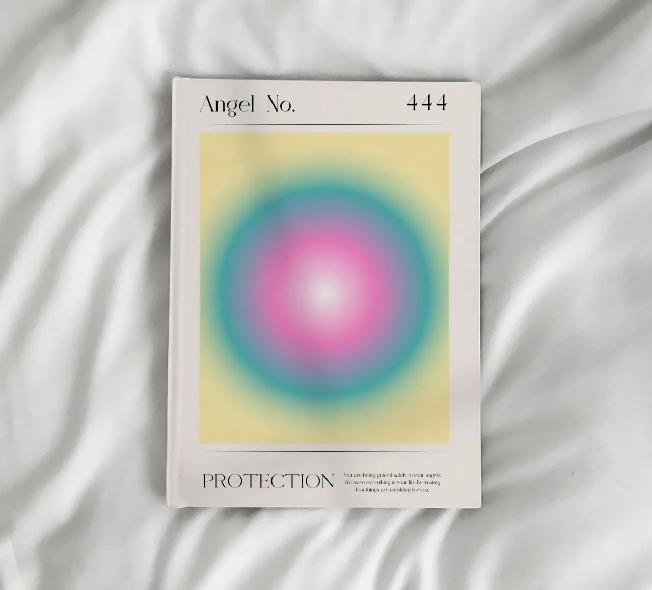 Angel Number 444 Protection Aura Teal Pink Yellow Art notebook by homdeco