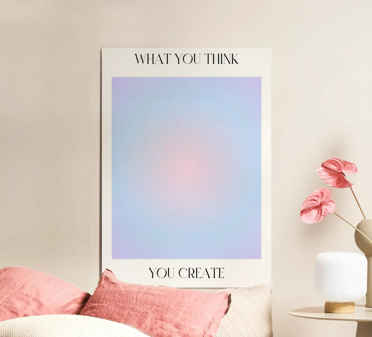"Ce que vous pensez" Loi de l'attraction Affiche Aura Gradient poster avec cadre en plastique de homdeco