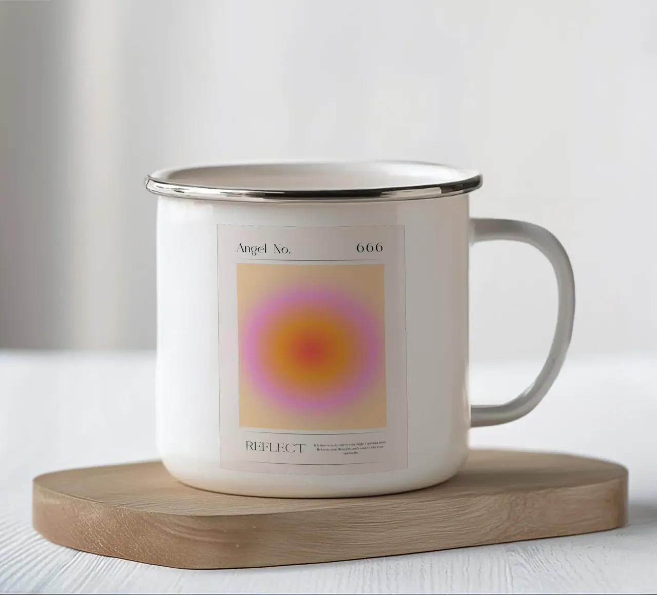Angelo Numero 666 Riflettere Aura Arancione Rosa Stampa d'arte tazza in smalto da homdeco
