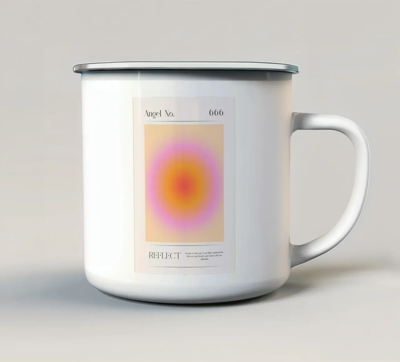 Angelo Numero 666 Riflettere Aura Arancione Rosa Stampa d'arte tazza in smalto da homdeco