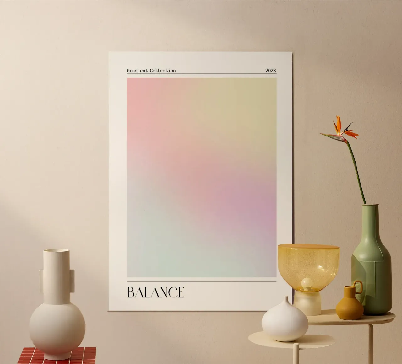 "Balans" Pastel Kleurverloop Collectie Abstract Poster 2023 forex-plaat van homdeco
