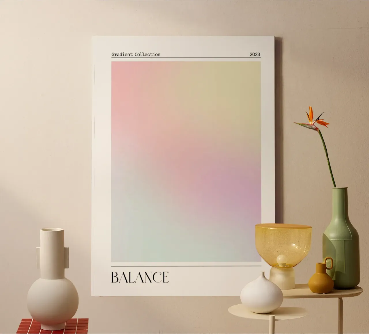 "Balans" Pastel Kleurverloop Collectie Abstract Poster 2023 canvas met Baklijst van homdeco