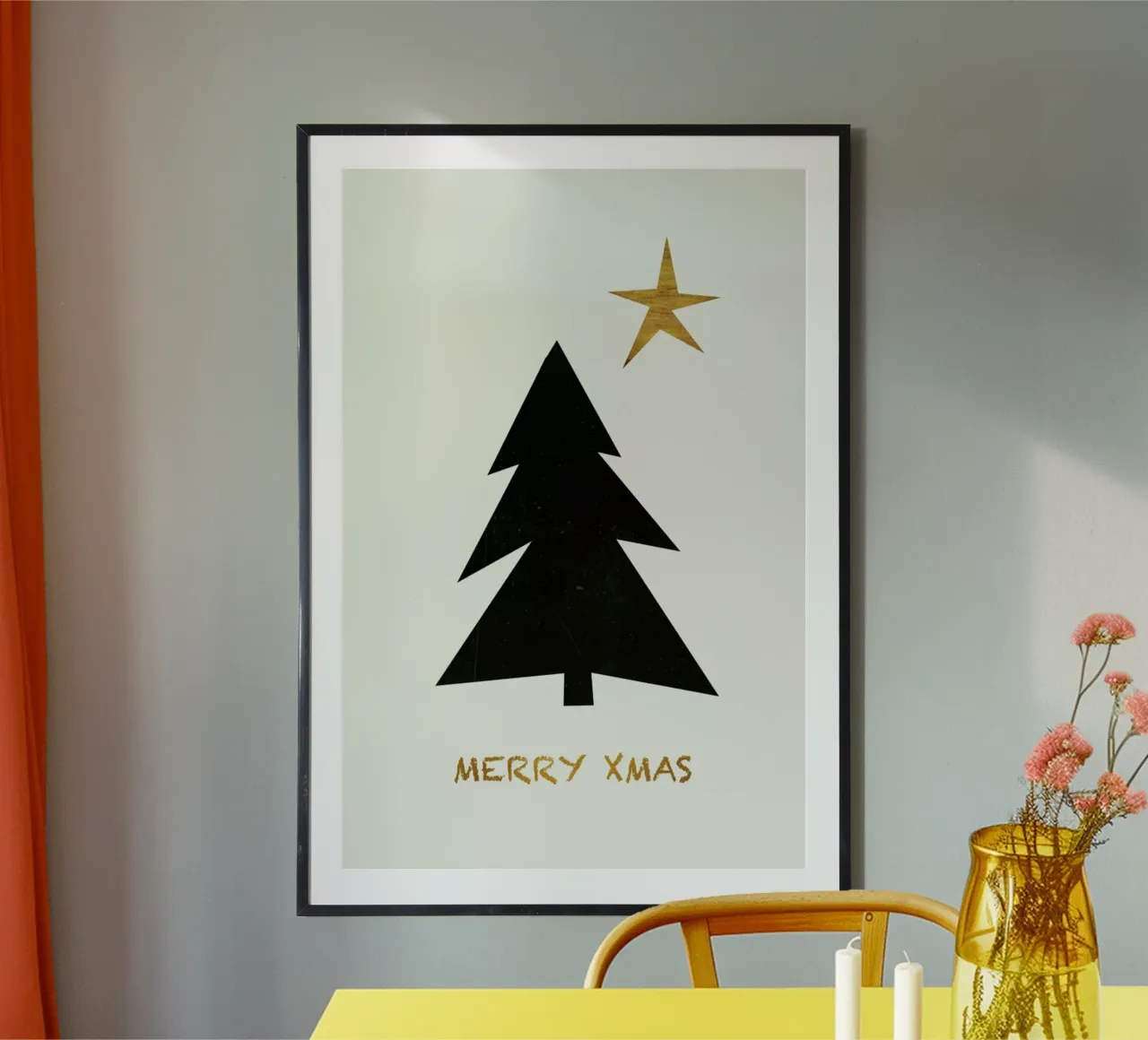 Merry Xmas poster con telaio in legno da Kubistika