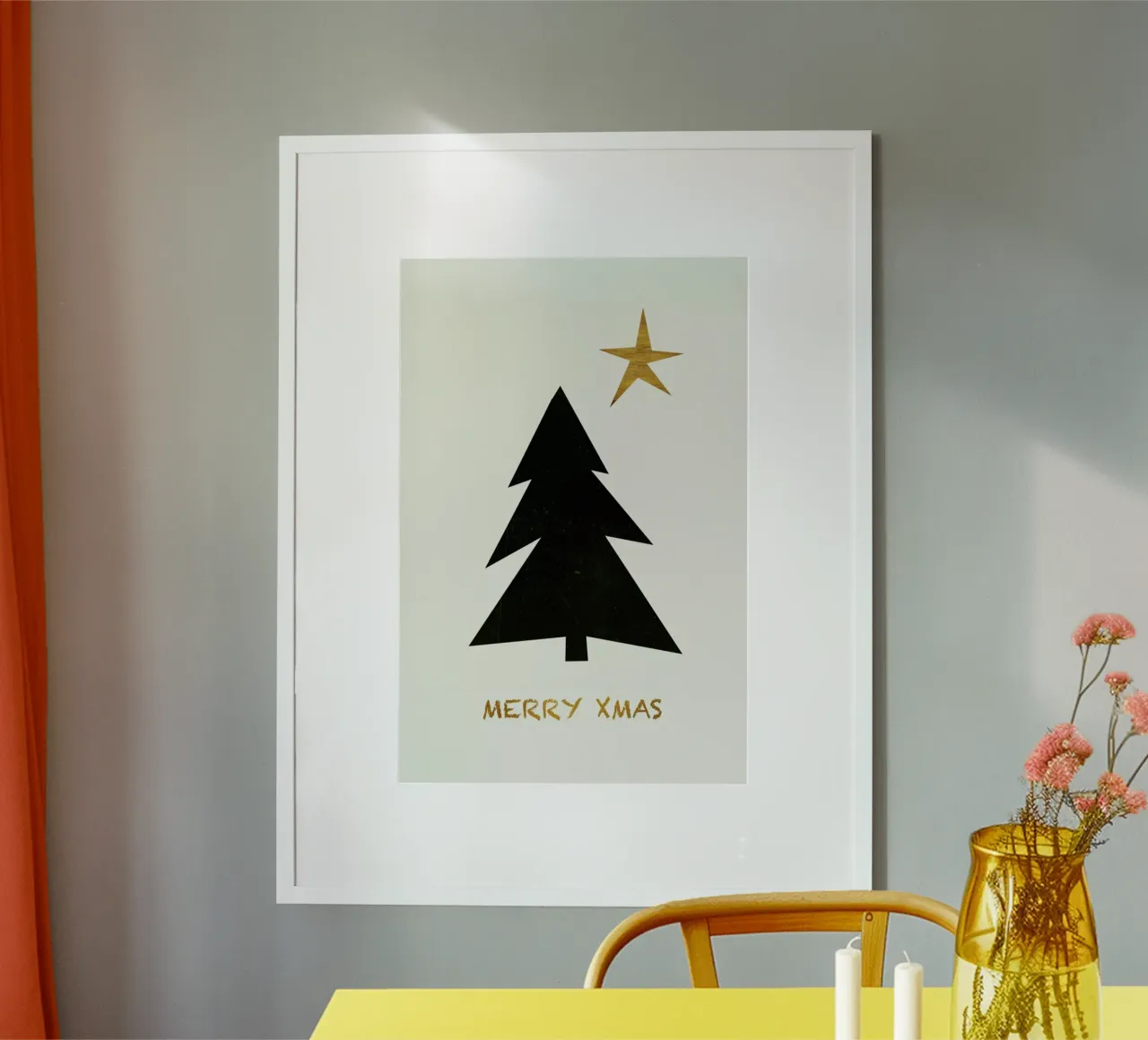 Merry Xmas poster con telaio in legno da Kubistika