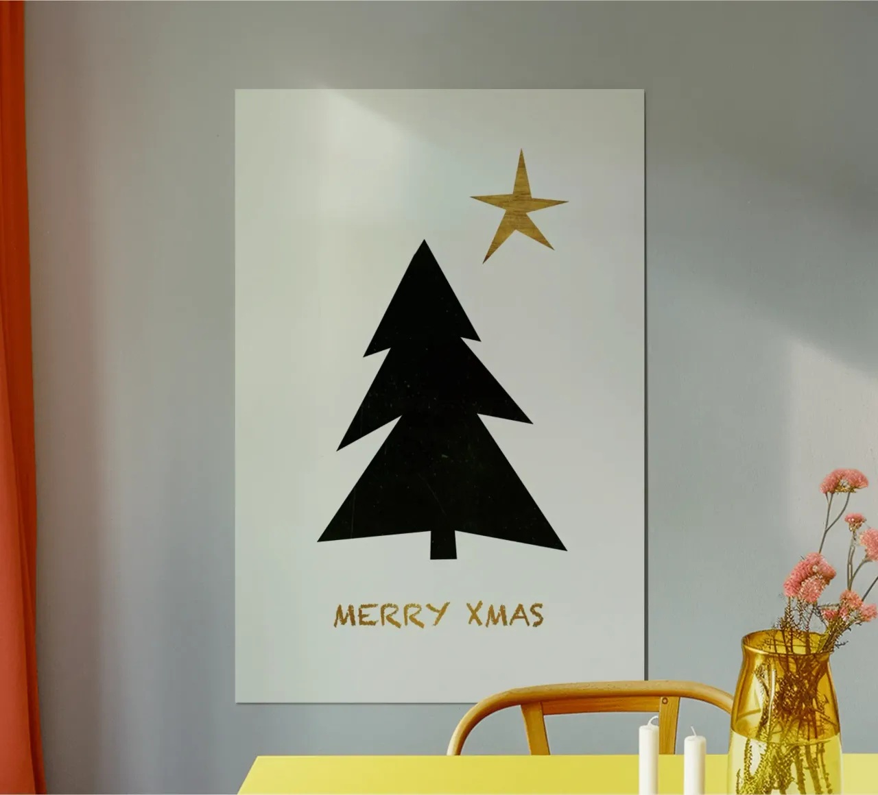 Merry Xmas poster con telaio in legno da Kubistika
