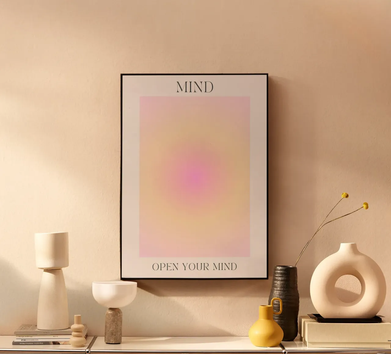 "Open Your Mind" Pastel Aura Gradient Abstract Poster alu-dibond by homdeco