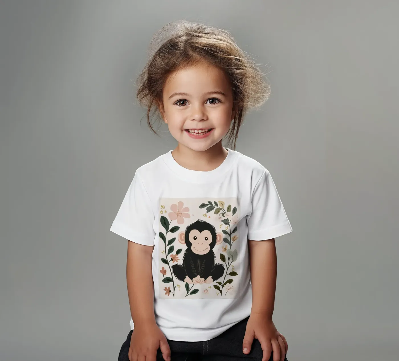 Whimsical Monkey kinder t-shirt van Happy Littles