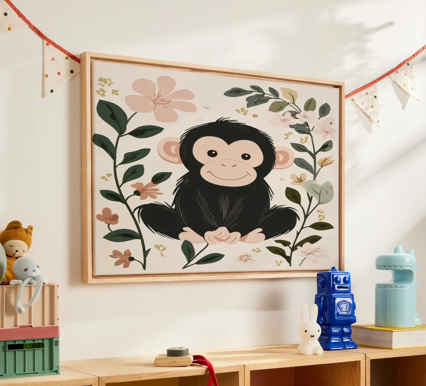 Whimsical Monkey canvas by Happy Littles