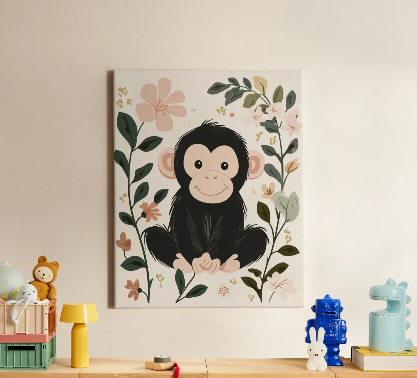 Whimsical Monkey canvas by Happy Littles