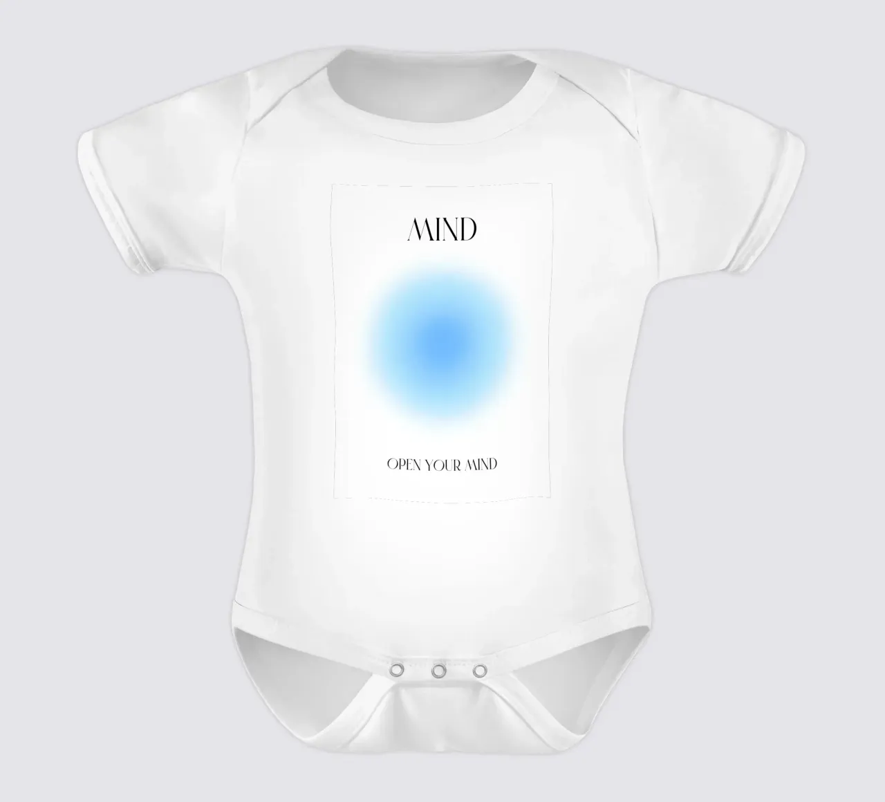 "Open je geest" sereen blauw aura verloop poster kunst babyrompertje korte mouwen van homdeco