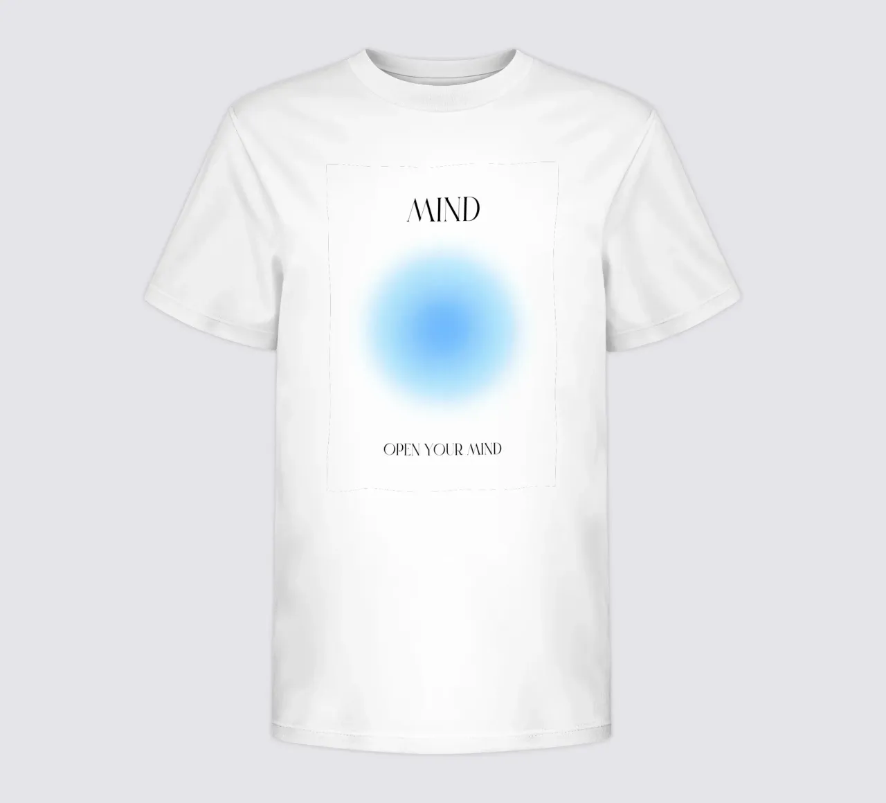 "Open Your Mind" Serene Blue Aura Gradient Poster Art kids t-shirt by homdeco