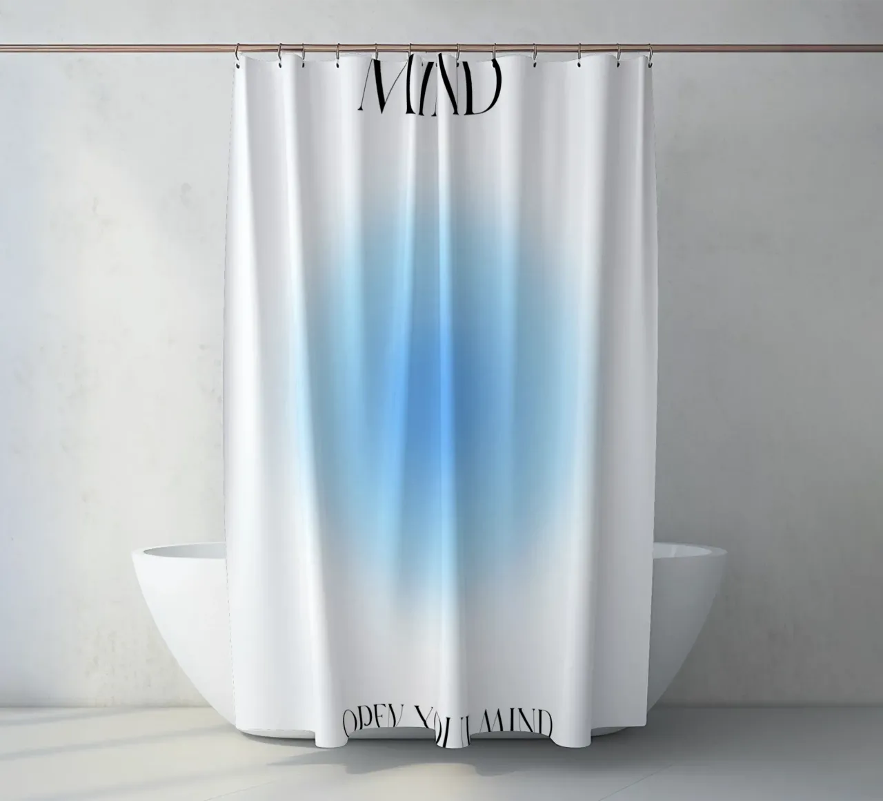 "Open Your Mind" Serene Blue Aura Gradient Poster Art shower curtain by homdeco