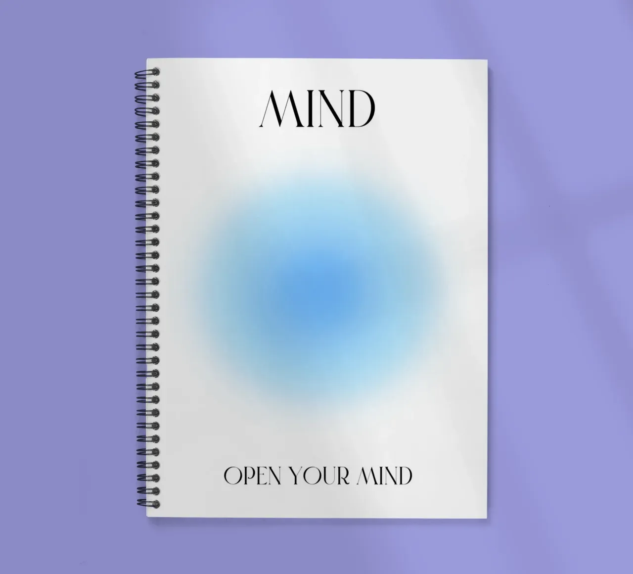 "Open je geest" sereen blauw aura verloop poster kunst notitieboek met spiraal van homdeco