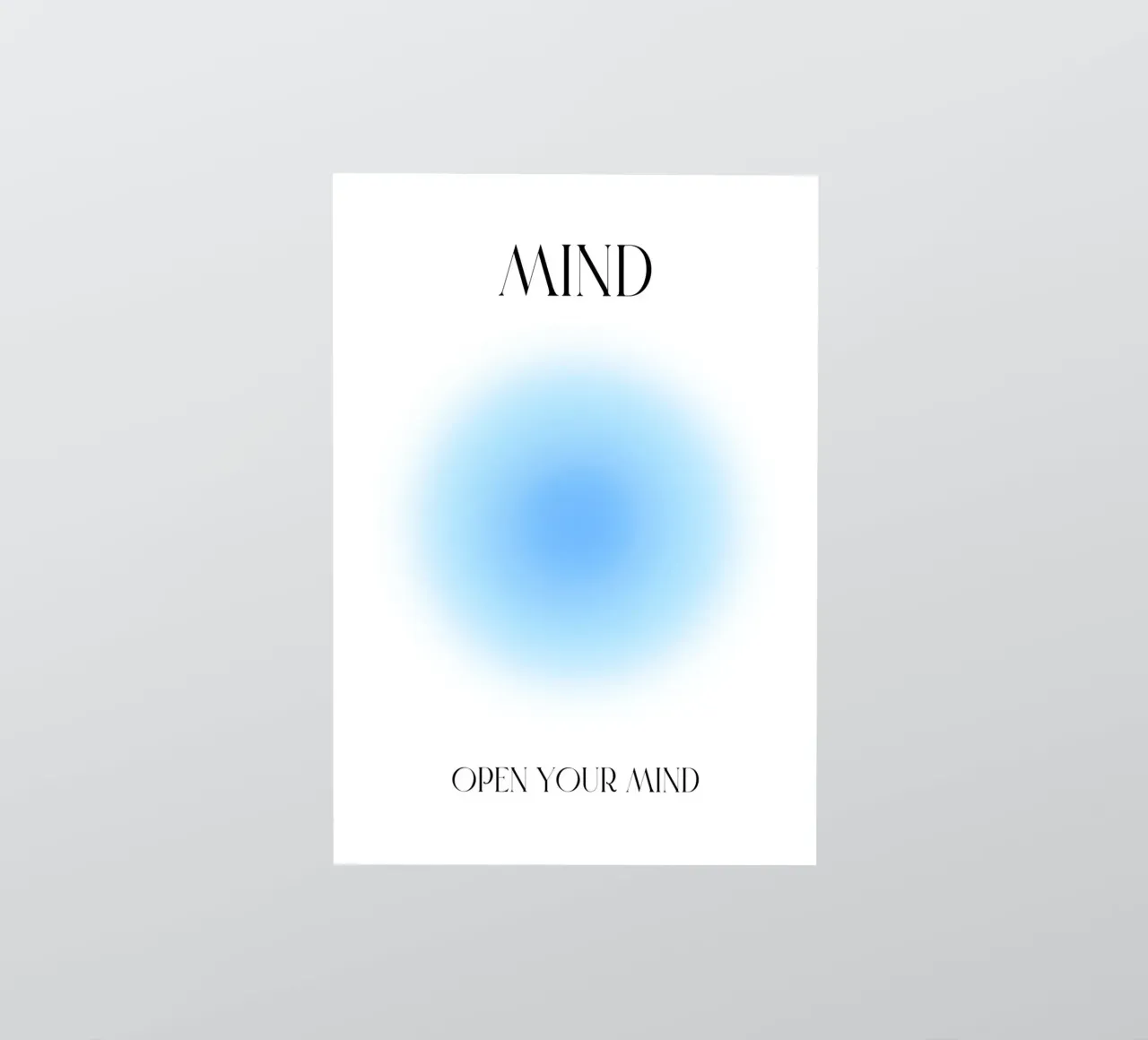 "Open Your Mind" Serene Blue Aura Gradient Poster Art sticker by homdeco