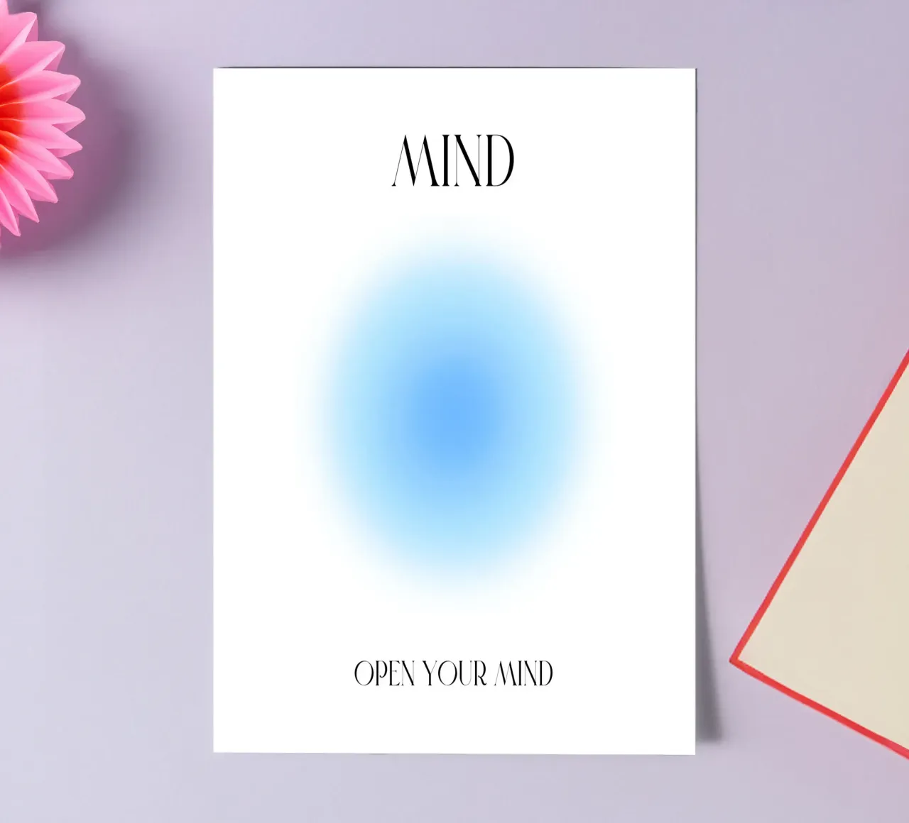 "Open Your Mind" Serene Blue Aura Gradient Poster Art sticker sheet by homdeco