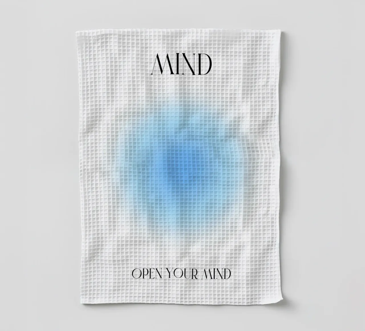 "Open Your Mind" Serene Blue Aura Gradient Poster Art tea towel by homdeco