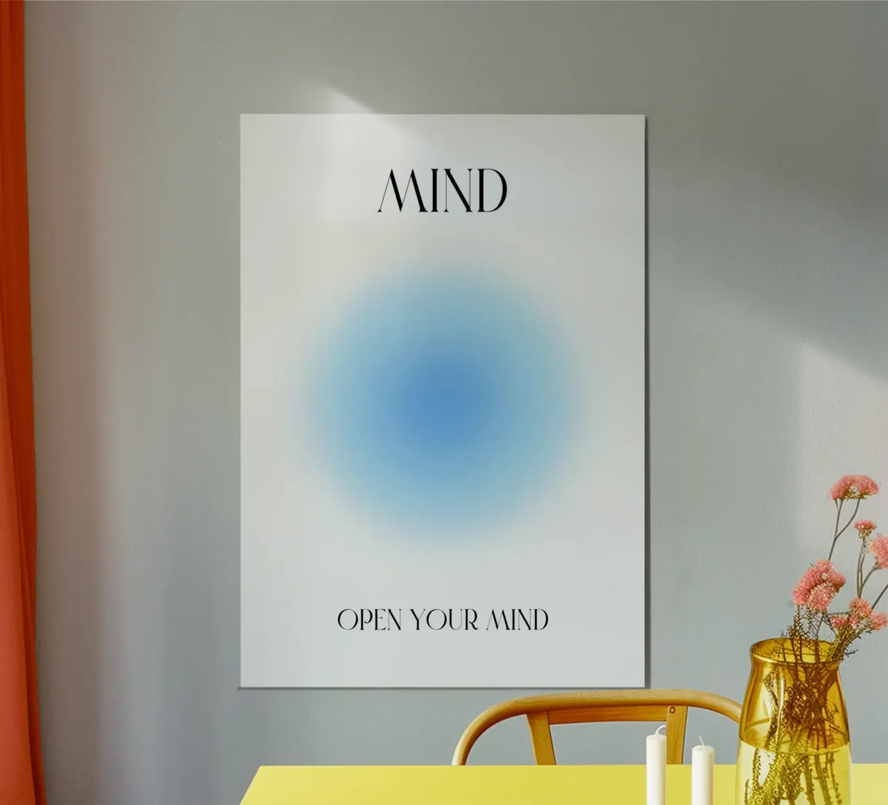 "Open je geest" sereen blauw aura verloop poster kunst forex-plaat van homdeco
