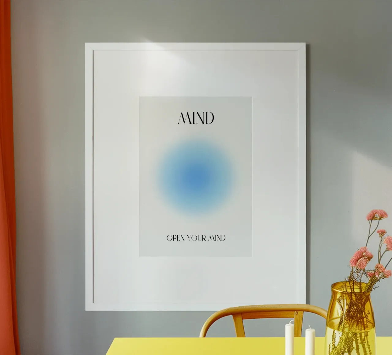 "Open Your Mind" Serene Blue Aura Gradient Poster Art Hahnemühle von homdeco