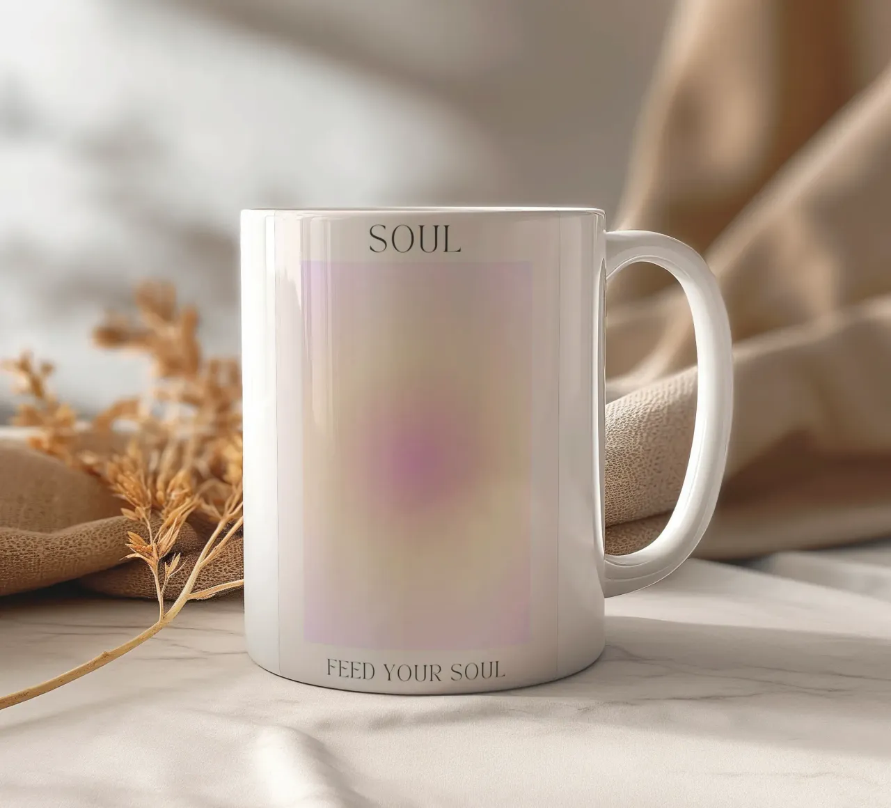 "Feed Your Soul" Pastel Aura Gradient Spiritual Art ceramic mug by homdeco