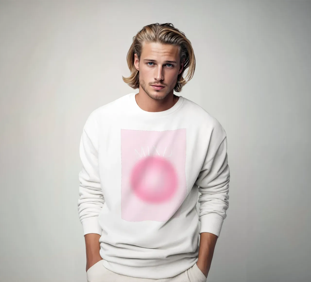 Poster artistico astratto "MIND" Soft Pink Aura Gradient felpa da homdeco