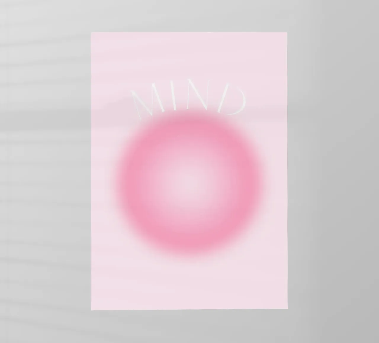 "MIND" Soft Pink Aura Gradient Abstract Poster Art backlit film by homdeco