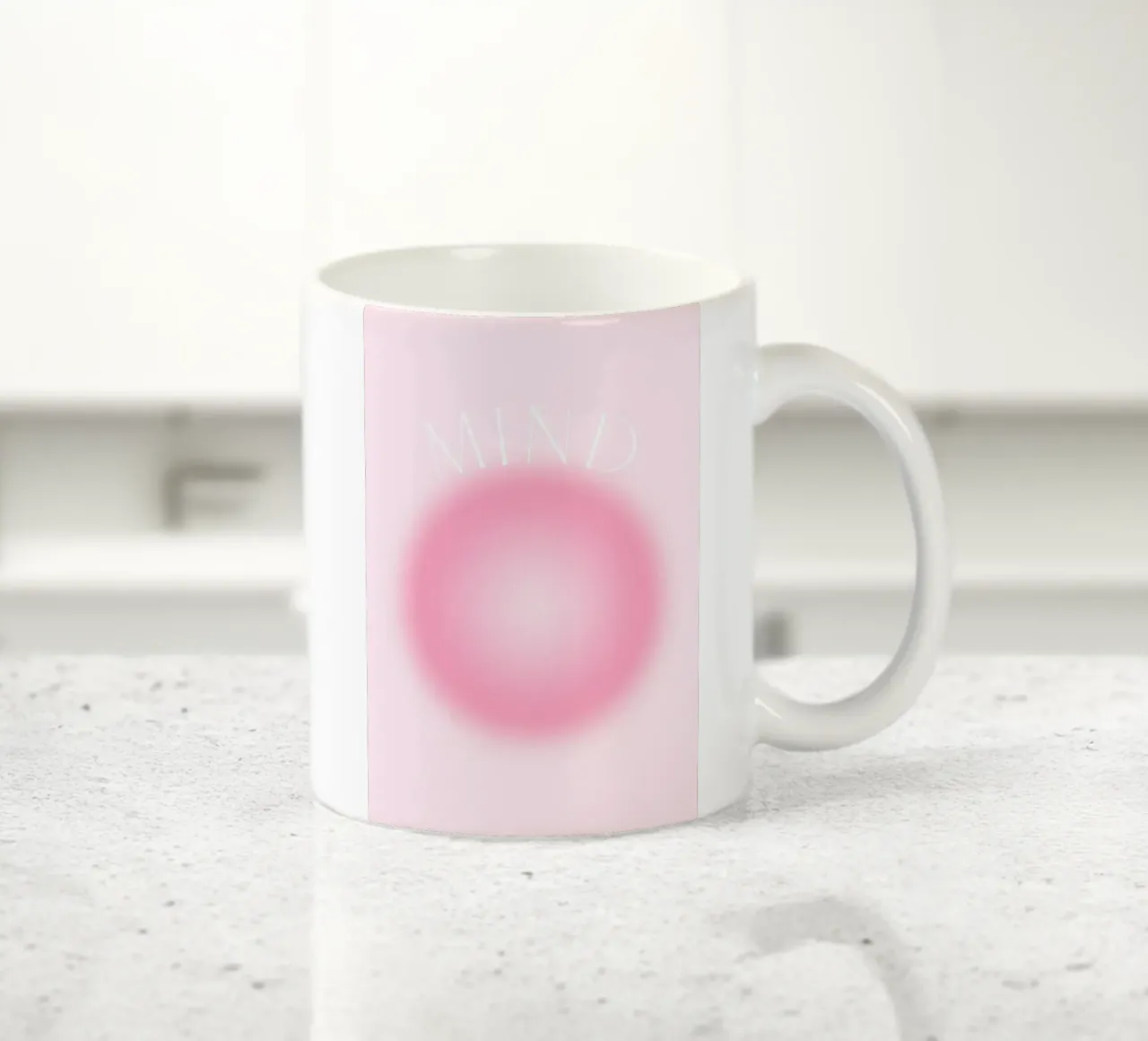 Poster artistico astratto "MIND" Soft Pink Aura Gradient tazza in ceramica da homdeco