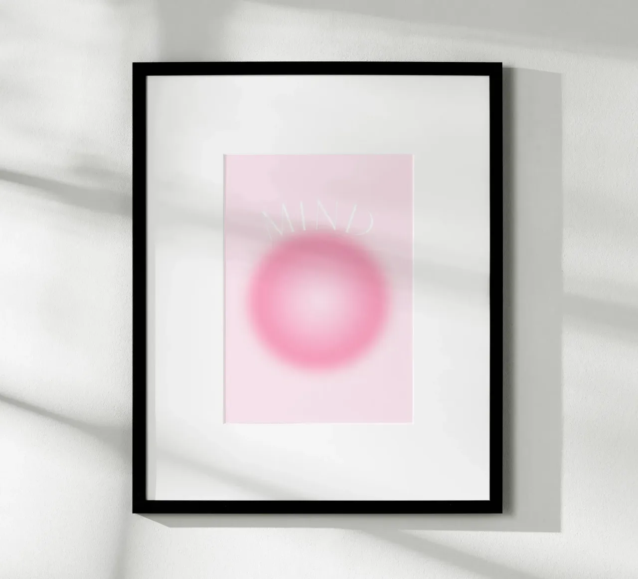 "MIND" Soft Pink Aura Gradient Abstract Poster Art Poster von homdeco
