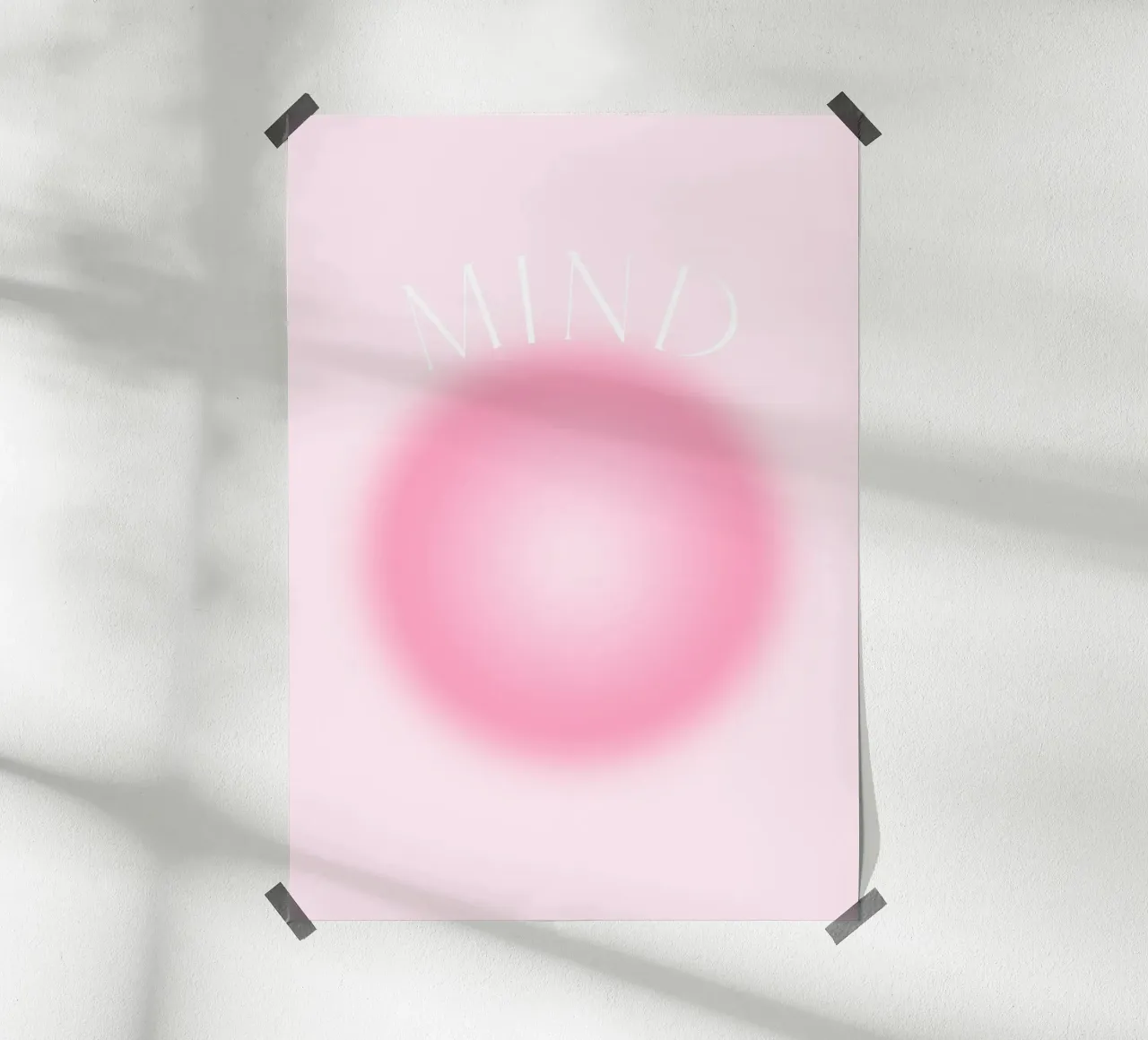 "MIND" Soft Pink Aura Gradient Abstract Poster Art Poster von homdeco