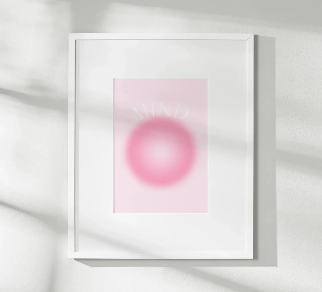 "MIND" Soft Pink Aura Gradient Abstract Poster Art Poster von homdeco